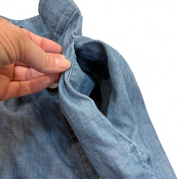 Talbots Blue A-Line Button Skirt - Picture 3 of 4